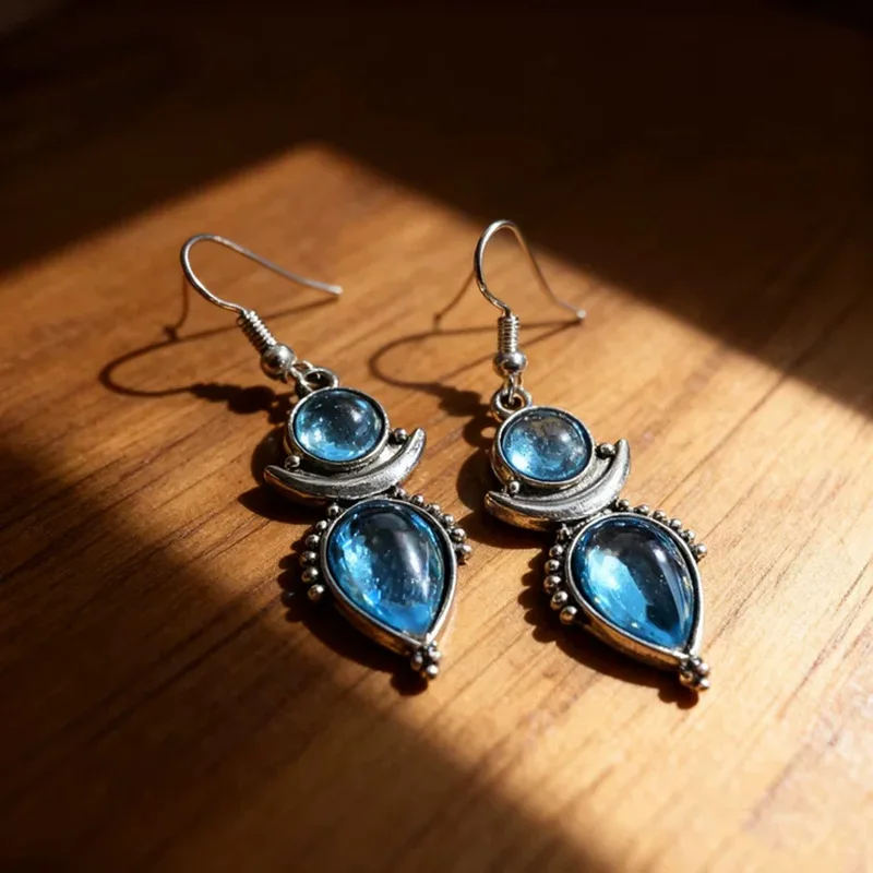 

Luxury Women's Natural Shell Silver Waterdrop Earrings,Golden Plated Vintage Jewelry Set for Wedding Bride Engagement Hoop Gift