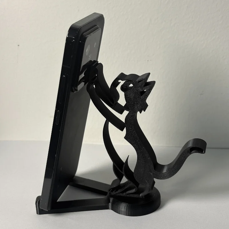 Abstract Hollow Line Cat Phone Stand Minimalist Kitty Shaped Desk Tablet Holder Cute Animal Sculpture Cell Phone Support view 6