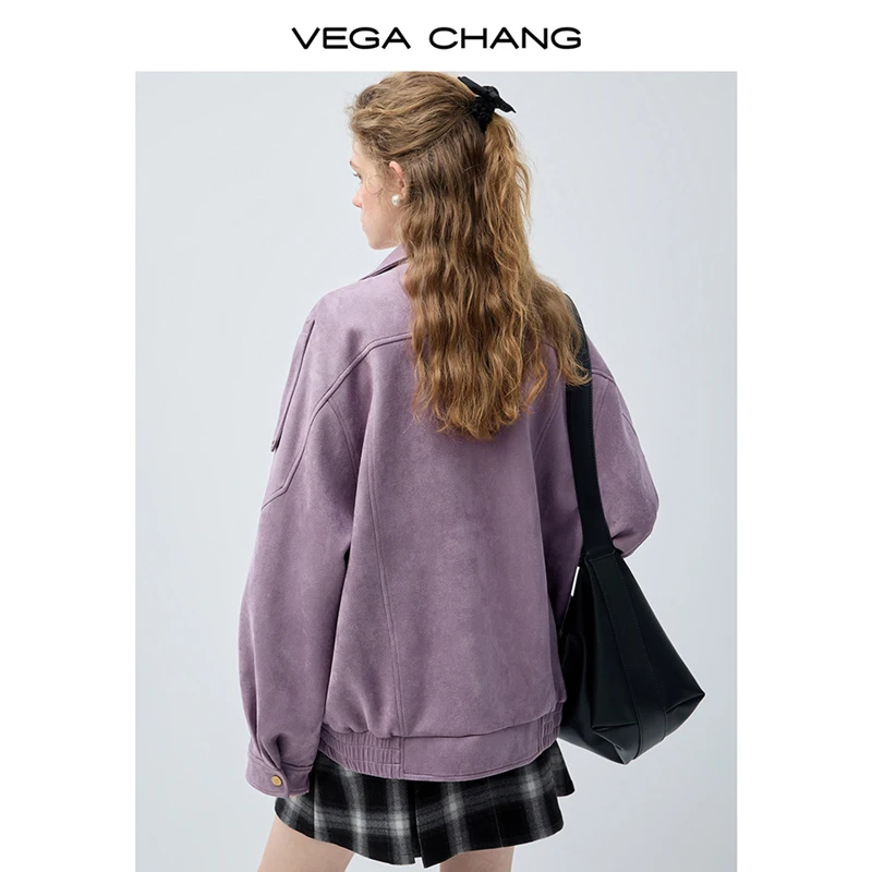 سترة نسائية جديدة من فيغا تشانغ لفصلي الربيع والخريف، مصنوعة من الجلد الصناعي بملمس مميز، تصميم عصري على الطراز الكوري