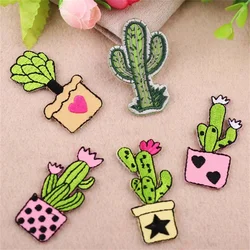 5pcs Plant Embroidered Iron On Patch Clothes Diy Badges Cactus Patches For Clothing Backpack Cowboy Jacket Stickers