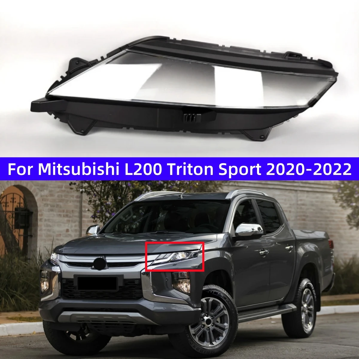 

For Mitsubishi L200 Triton Sport 2020 2021 2022 Car Accessory Replace A Transparent PC Lights Shell Headlight Lenses