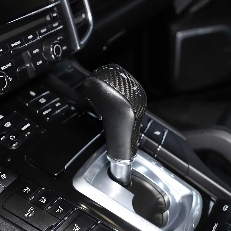 For Porsche Cayenne 2011-2017 Real Carbon Fiber Car Gear Shift Knob Cover Trim Sticker Car Interior Accessories