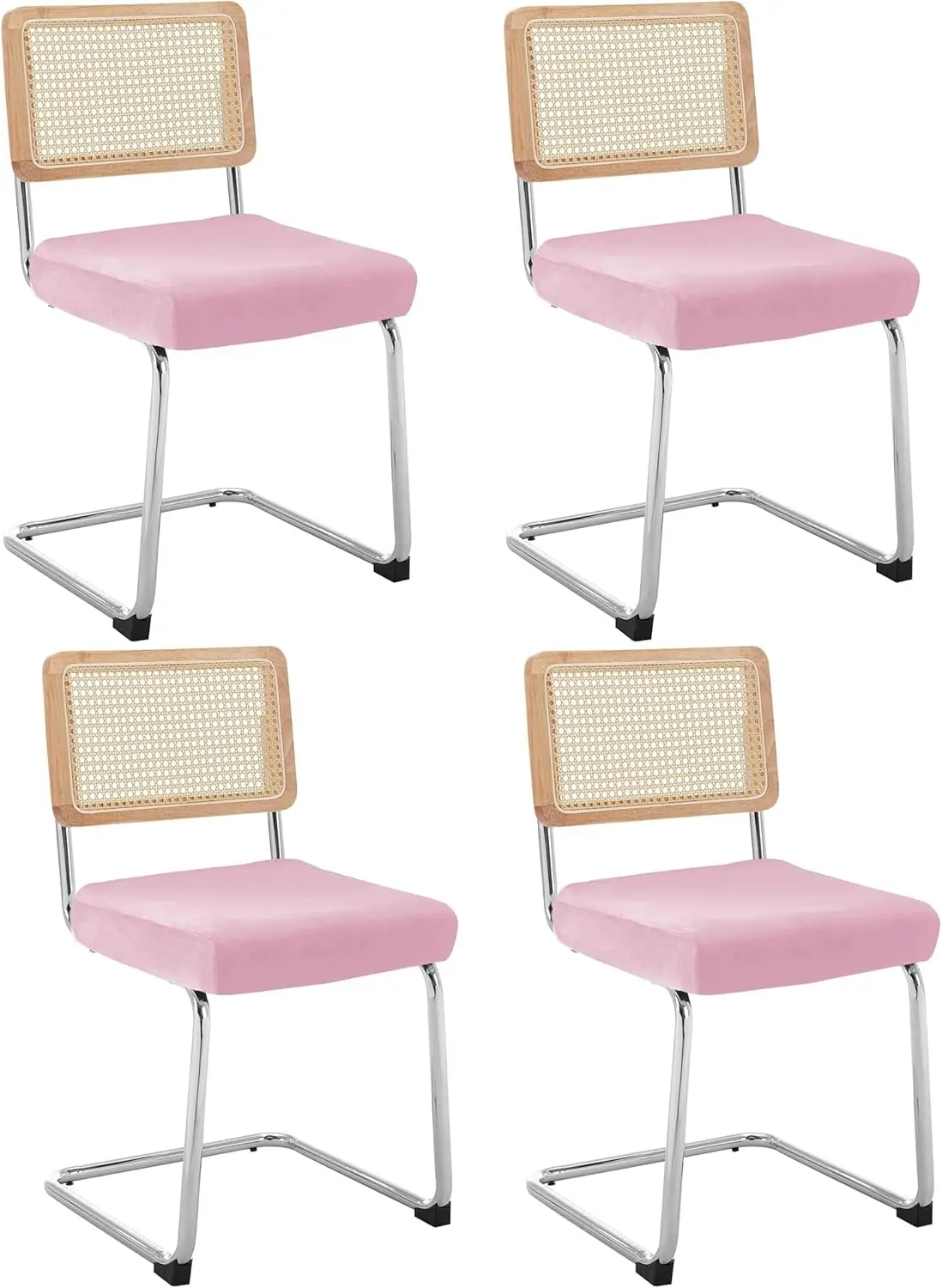 

Velvet Chair Seat Covers for Mid Century Modern Dining Chairs, Armless Accent Chairs Seat Slipcovers Pack of 4 (Pink)