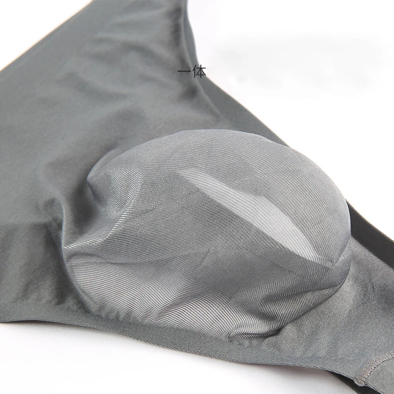 Мужские прозрачные стринги из ледяного шелка, нижнее белье, прозрачные дышащие бесшовные фетиш-белье, сексуальные быстросохнущие БДСМ-эротические трусики для геев