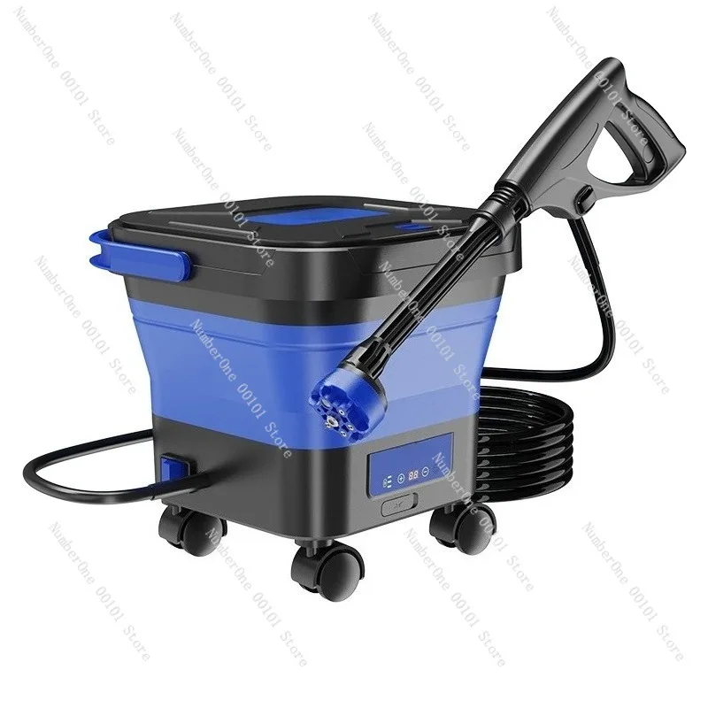 

Portable Wireless Rechargeable Car Wash Machine Folding Multi Function High Pressure Water Gun Large Capacity Water Tank Outdoor