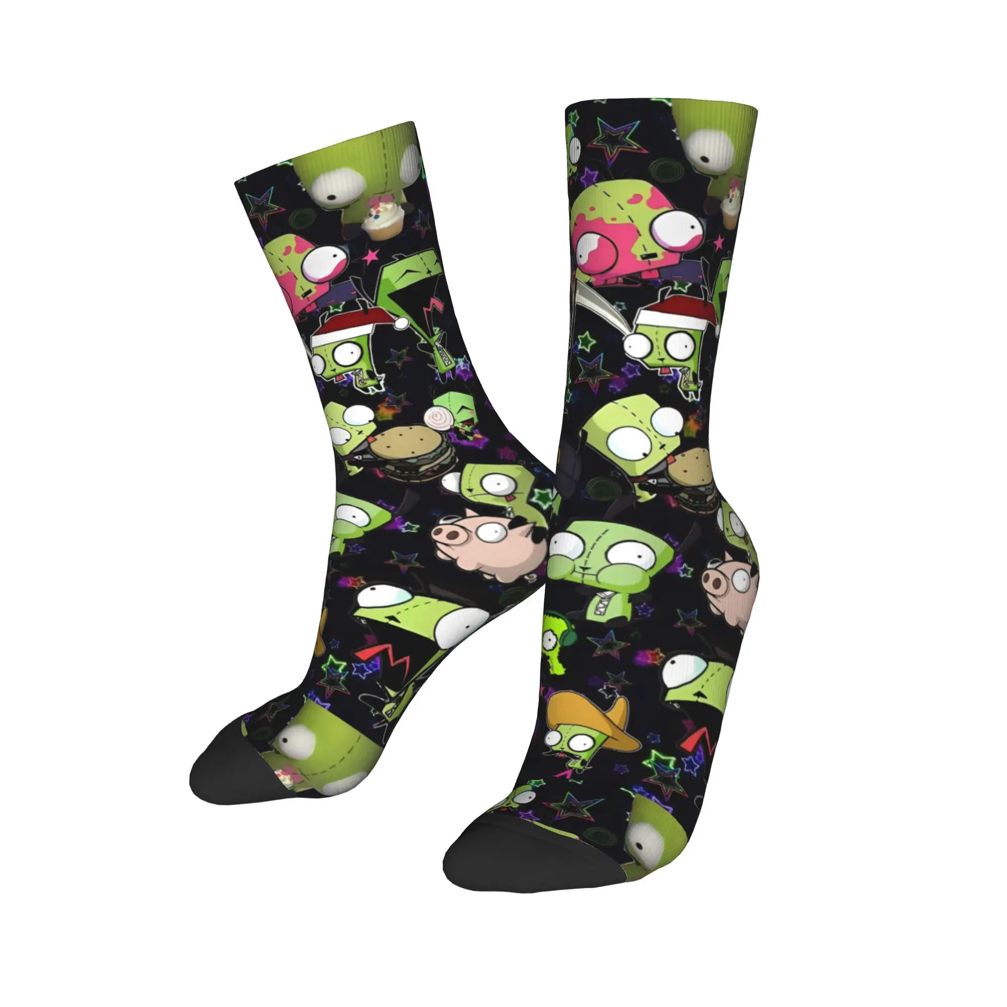 Autumn Winter Harajuku Women Men Cute Invaders Zims  Socks Cartoon  Non-slip Sports Socks,