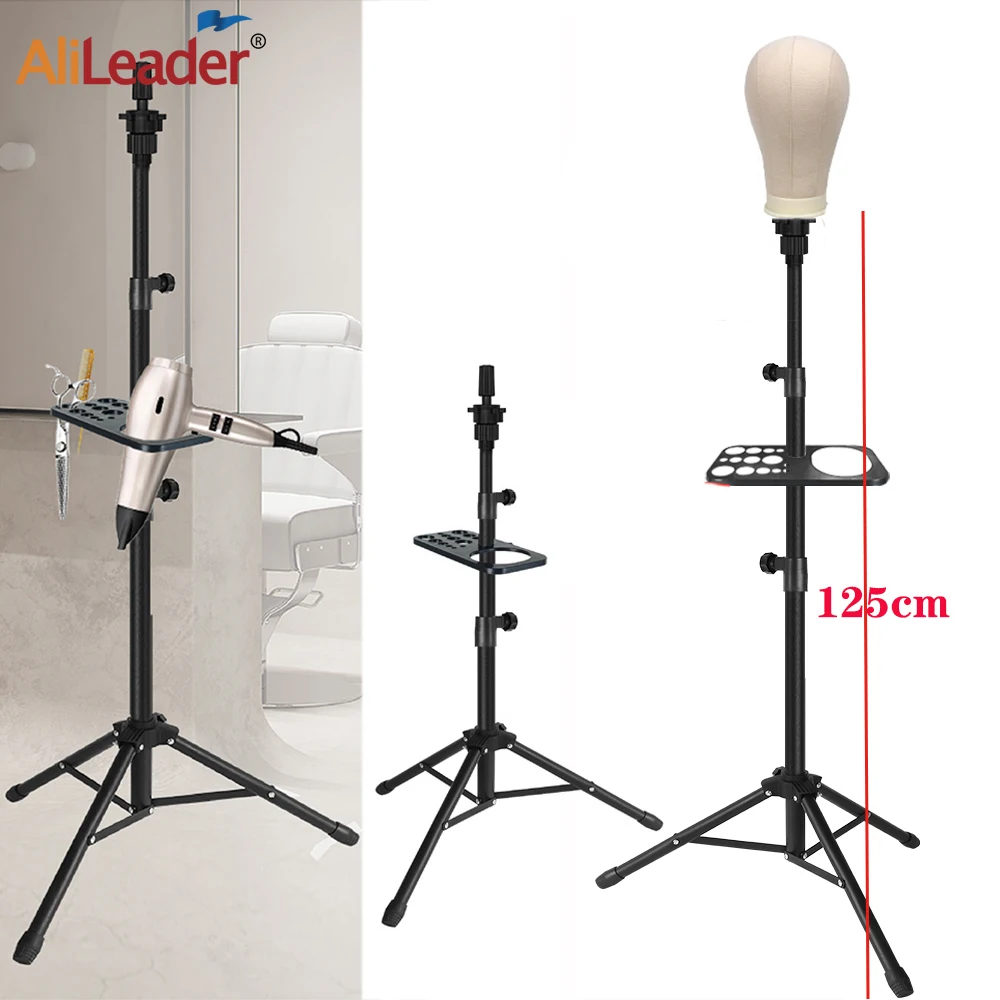 

50Inch Black Wig Tripod Stand Mannequin Head Tripod Wig Stand Holder Adjustable Tripod Stand Professional Wig Stand With Tray