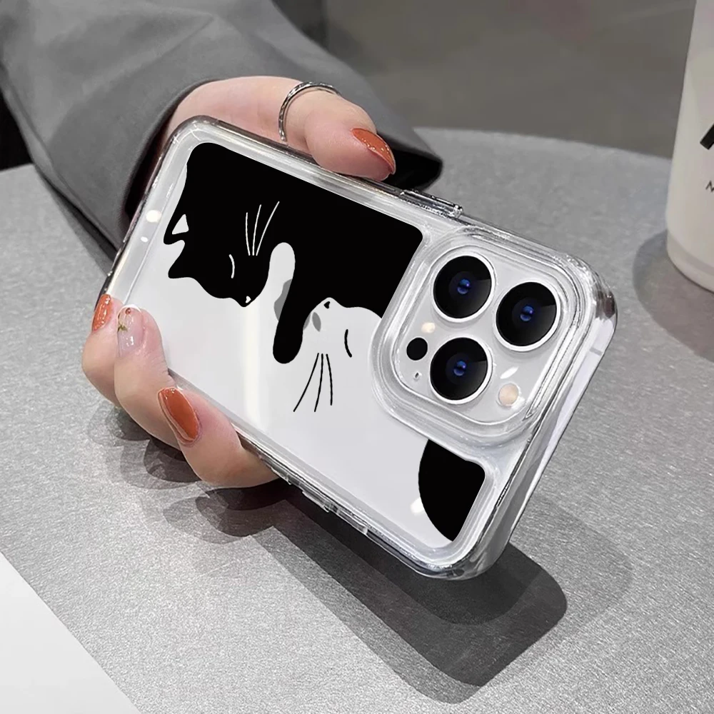 Cartoon Animal Cute Cat Clear Case For iPhone 16 Pro 17 15 14 13 12 11 Pro Max 7 8 Plus X XS 16E Shockproof Silicone Soft Funda view 3