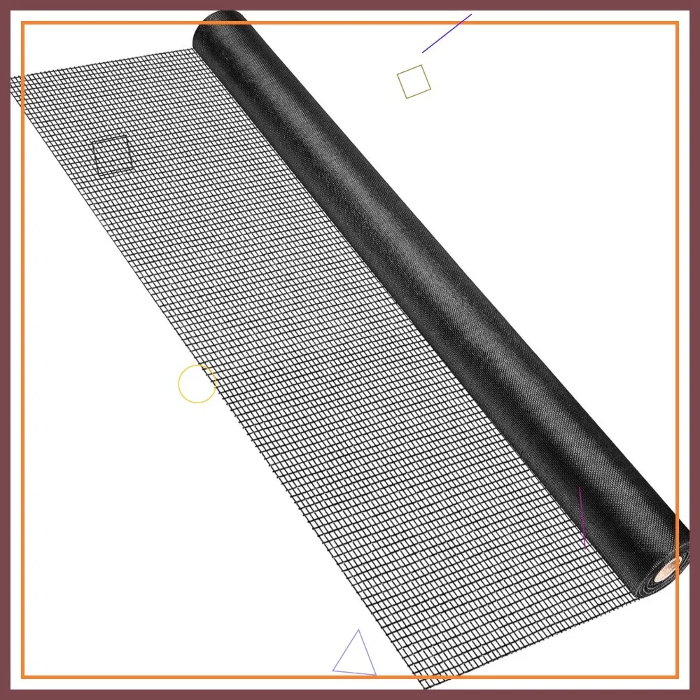 

48" x 100' Fiberglass Window Screen Mesh Roll, DIY Repair Kit for Doors & Windows, Black