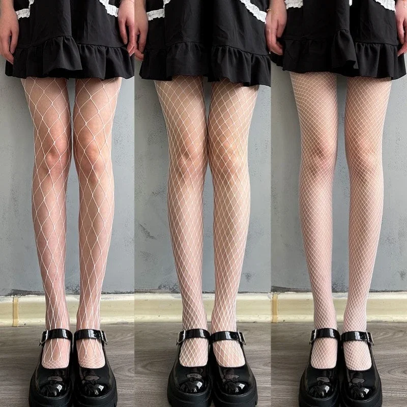 Hot Selling Summer Lolita Fishnet Body Stockings Fish Net Pantyhose Mesh Nylon Tights Lingerie Skin JK Cos Fishnet Waist Hosiery