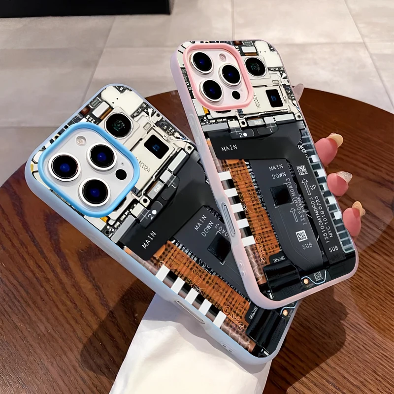 مغناطيس بسيط محاكاة شفافة اللوحة الأم منظور جراب هاتف آيفون 16 15 14 13 12 برو 11 بروماكس جراب هاتف