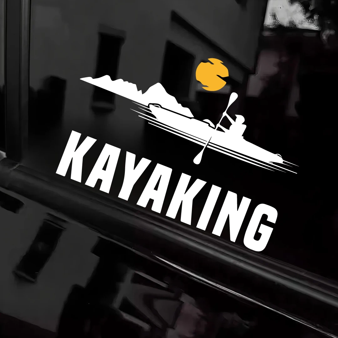 Kayaking Car Stickers - Highlight Your Love for Water Sports on Car Body & Windows, Unique Silhouette Design Makes Your Vehicle