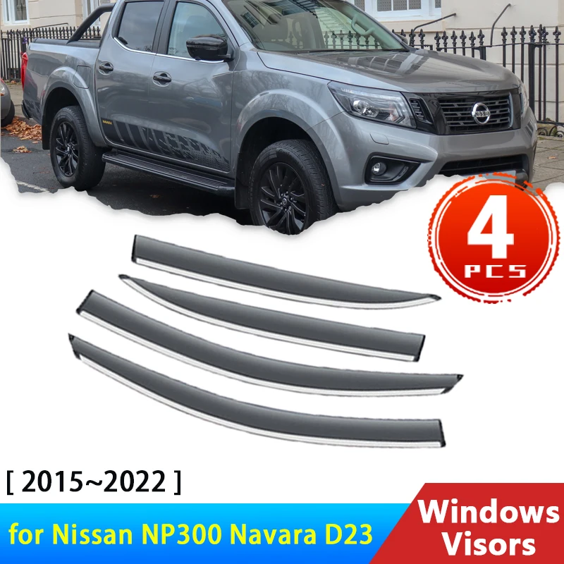 4x Deflectors for Nissan NP300 Navara D23 2015~2022 Tekna Acessories Car Window Visor Rain Eyebrow Guards Auto Protector Cover