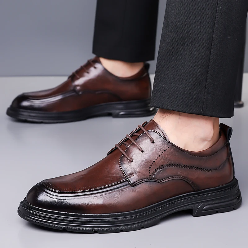 

Men's Leather Oxford Shoes outdoor fashion Lace-Up Business Casual Shoes men office work shoes