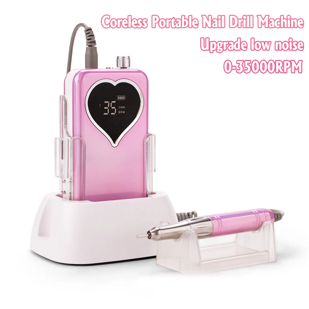 Taladro de uñas portátil de alta potencia, pulidor de uñas, lijadora de Gel para salón de manicura, 65w, Motor sin núcleo, 35K RPM, novedad de 2023