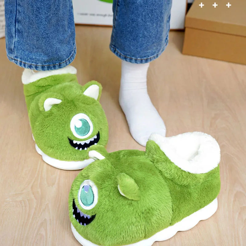 Kawaii Disney Anime Monsters, Inc. Pantofole in cotone Mr.Q Cartoon con graziose scarpe calde per ragazze con suola spessa antiscivolo per interni