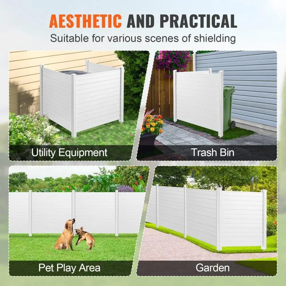 Outdoor Fence 50x50 Air Conditioner Pool Trash Can Enclosure 3-Panel Vinyl