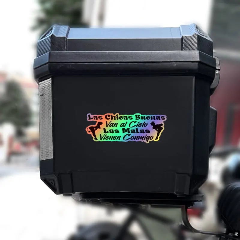الفتيات الجيدة تذهب إلى الجنة، الأولاد السيئون اتبعني - ملصقات دراجات نارية إسبانية، مقاومة للماء وواقية من الشمس متينة #3