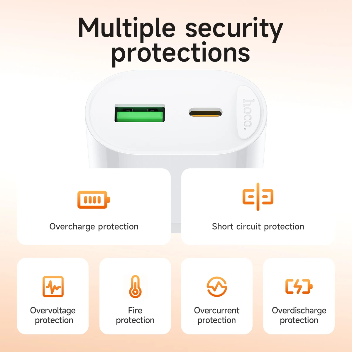 HOCO PD20W QC3.0 Fast Charging Phone Charger For Xiaomi 15 17 Ultra PD3.0 USB C Port Travel Wall Adapter For Huawei P30 P40 Pro view 2