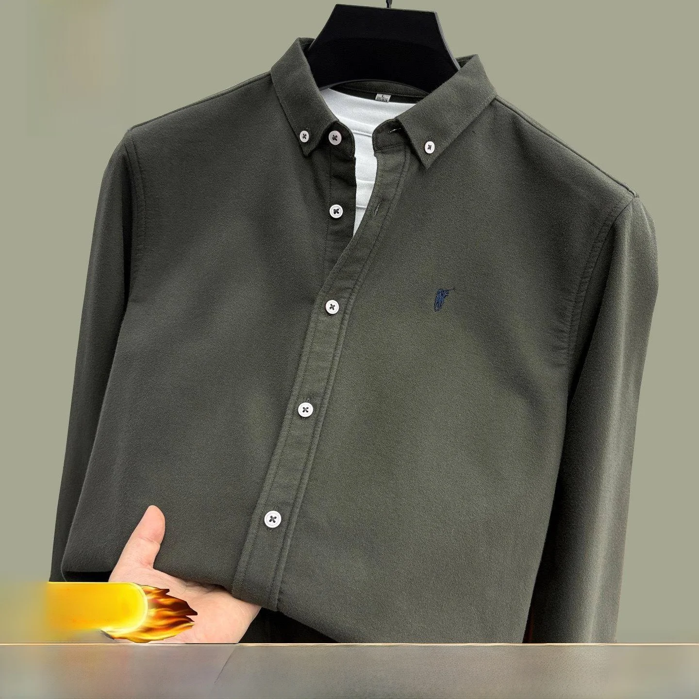 

Мужская зимняя теплая дышащая комфортная рубашка Oule Paul Fce из хлопка с начесом, на пуговицах, свободного кроя, с длинным рукавом