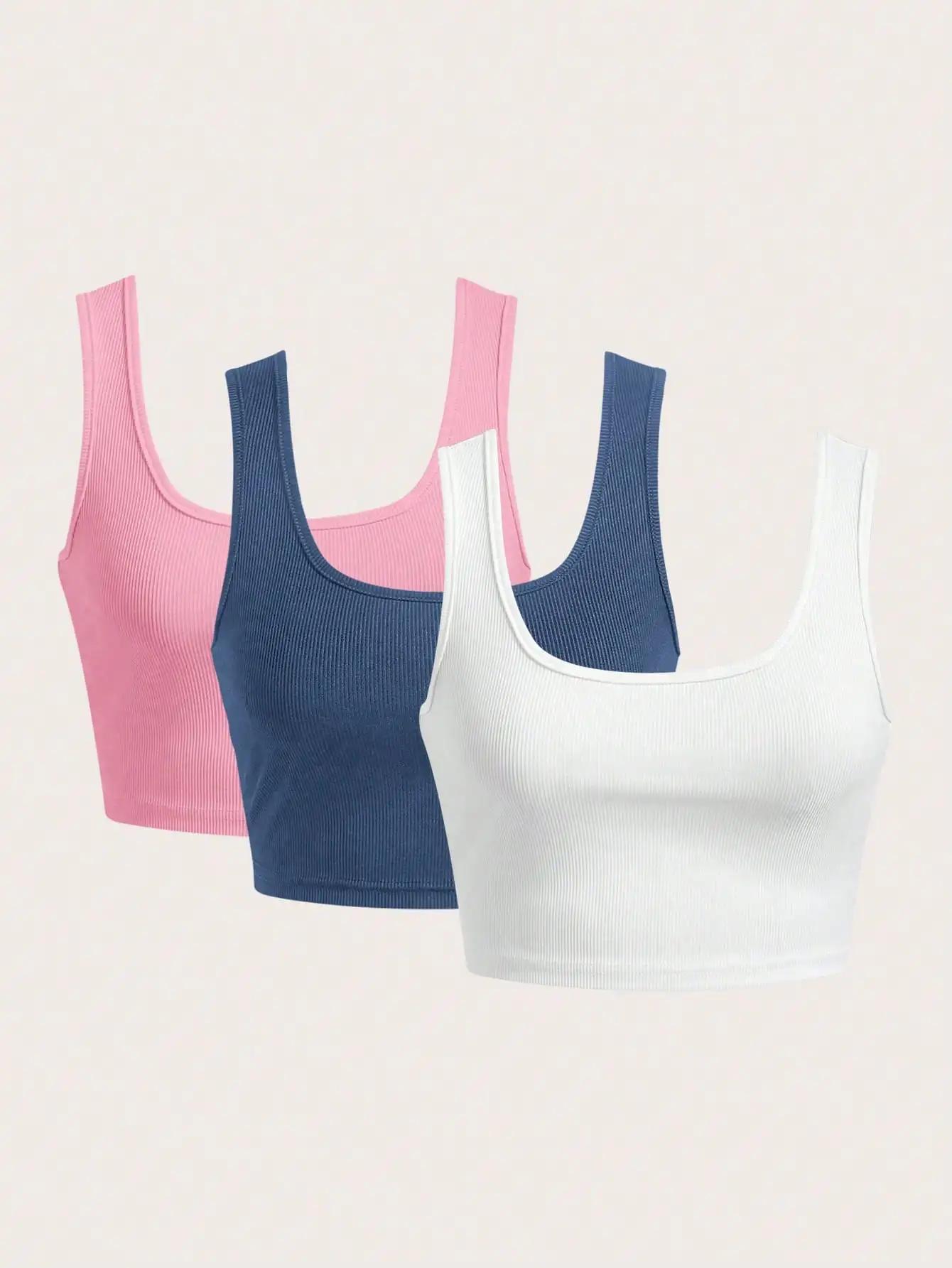 

Nice Elegant Ribbed Hem Close-up Large Round Neck Knitted Spring And Summer Women's Vest