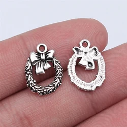 WYSIWYG 20pcs 16x12mm Antique Silver Color Bow Wreath Charms Pendant For Jewelry Making DIY Jewelry Findings