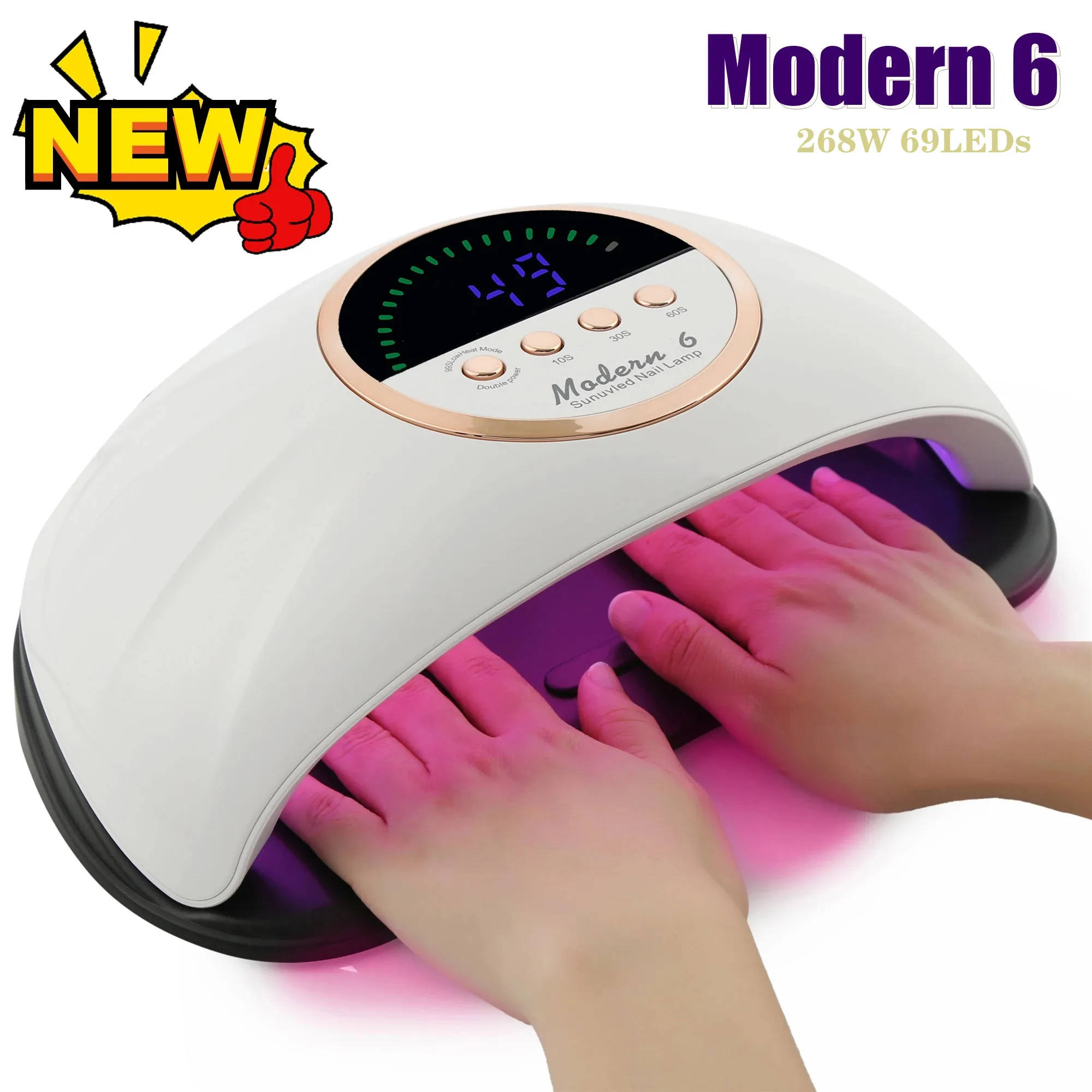 NEW Modern6 UV LED Lamp Nail Dryer Sun Light Timer 10/30/60s Large Space Two-hand Lamp Professional Manicure Tools