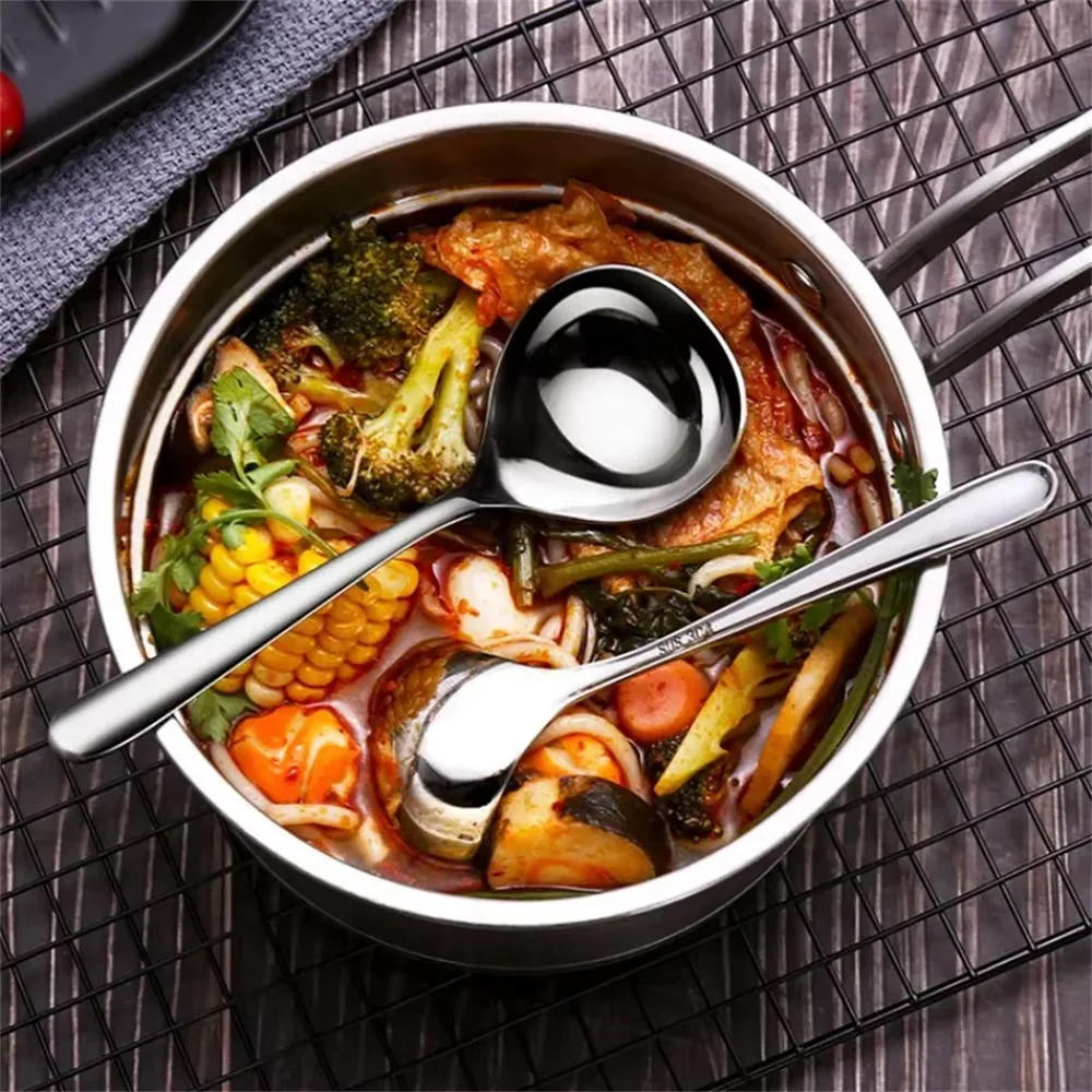 1/2PCs 304 Stainless Steel Spoon Soup Spoon Rice Spoon LongHandle Tableware Set Kitchen Utensils image 4