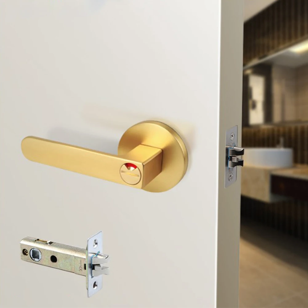 

Bathroom Three-pole Lock Zinc Alloy With Red And Green Indicator Lock Indoor Door Locks Furniture Hardware Accessories
