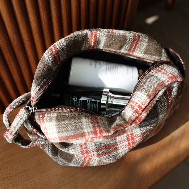 Retro-Kosmetiktasche, Canvas-Clutch, große Kosmetiktasche, Reise-Toilettentasche, tragbare Aufbewahrungstasche für Lippenstift, Damen-Bade- und Duschbeutel – Detail 5