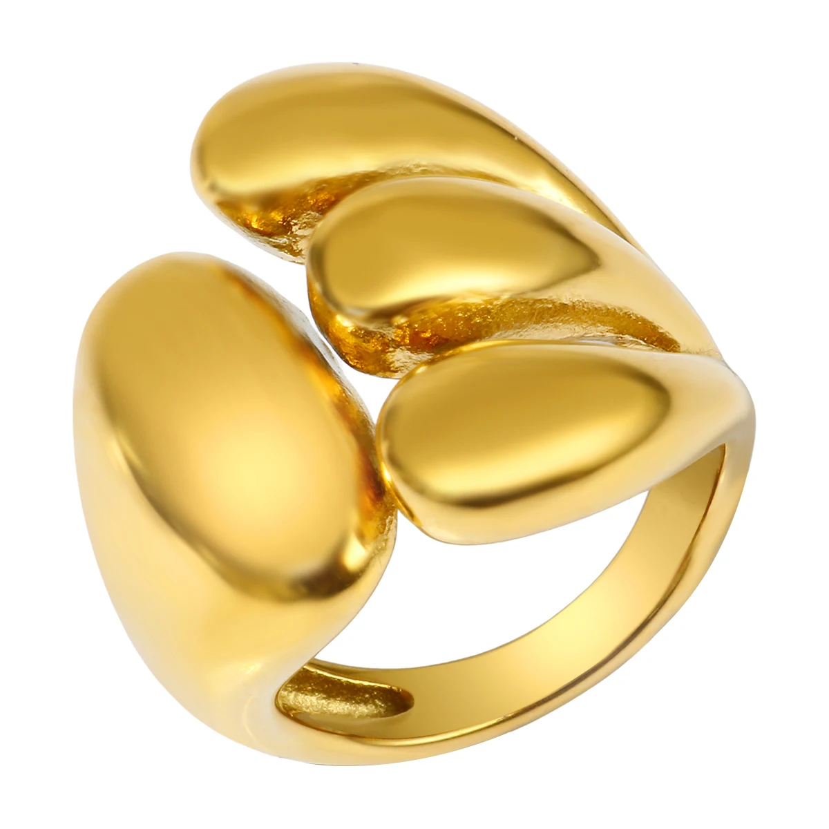 JINHUl Elegant Punk Gold Silver Color Stainless Steel Rings for Women Men Opening Shaped Couple's Model Ring Jewelry Accessories