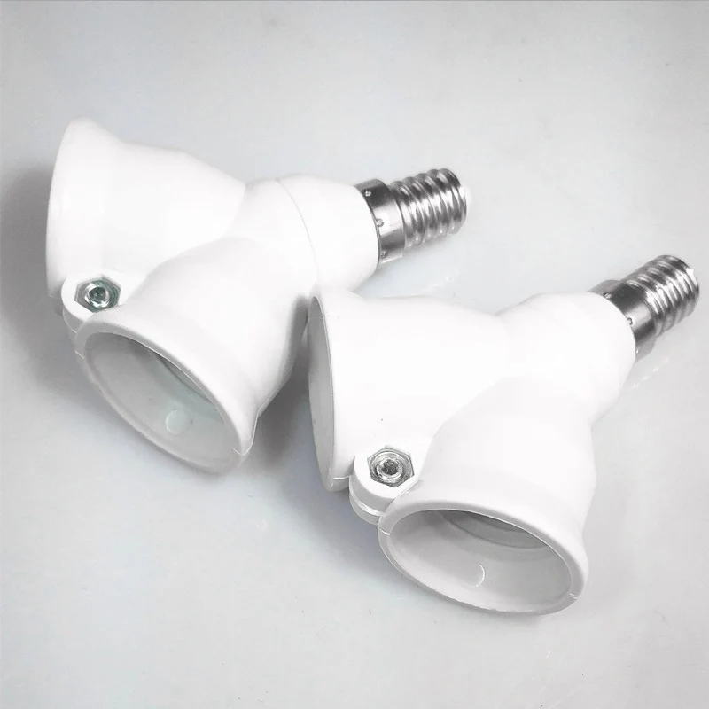 White Lighting Accessories Attachment Adjustable Socket Lamp holder Rotatable PBT E14 Light Bulb Splitter 2in1