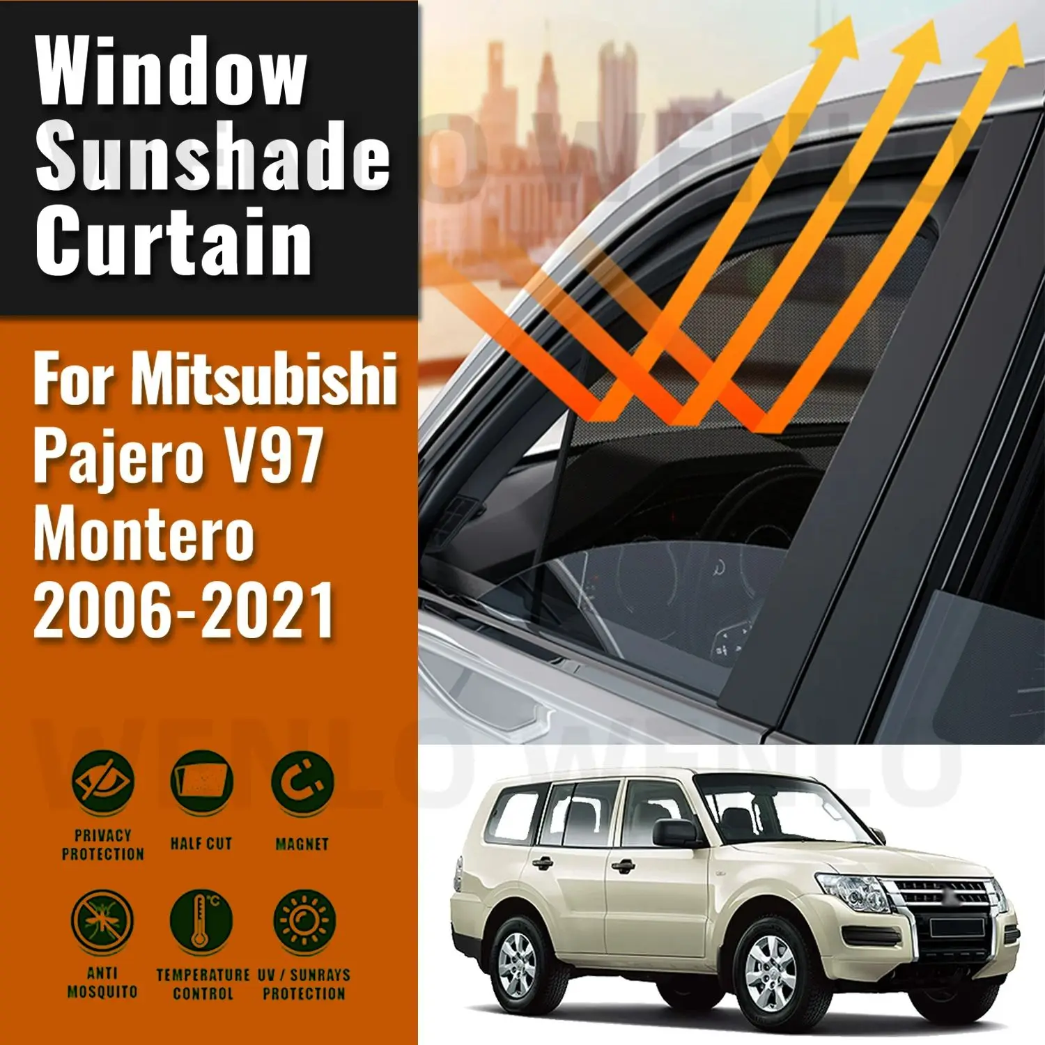 

For Mitsubishi Pajero V97 Montero Shogun 2021 2020-2006 Car Window SunShade UV Protection Auto Curtain Sun Shade Visor Net Mesh