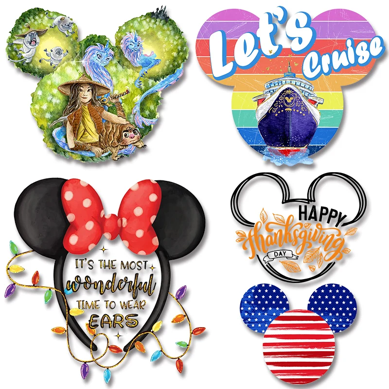 

Brand Mickey mouse head image Thanksgiving pictures Vinyl Sticker For Clothes heart iron on patch easy to use diy craft