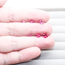 3 4 5m Hot Pink Stones Round And Square Brief Stud Earrings Stainless Steel IP Planting No Fade Anti Allergy