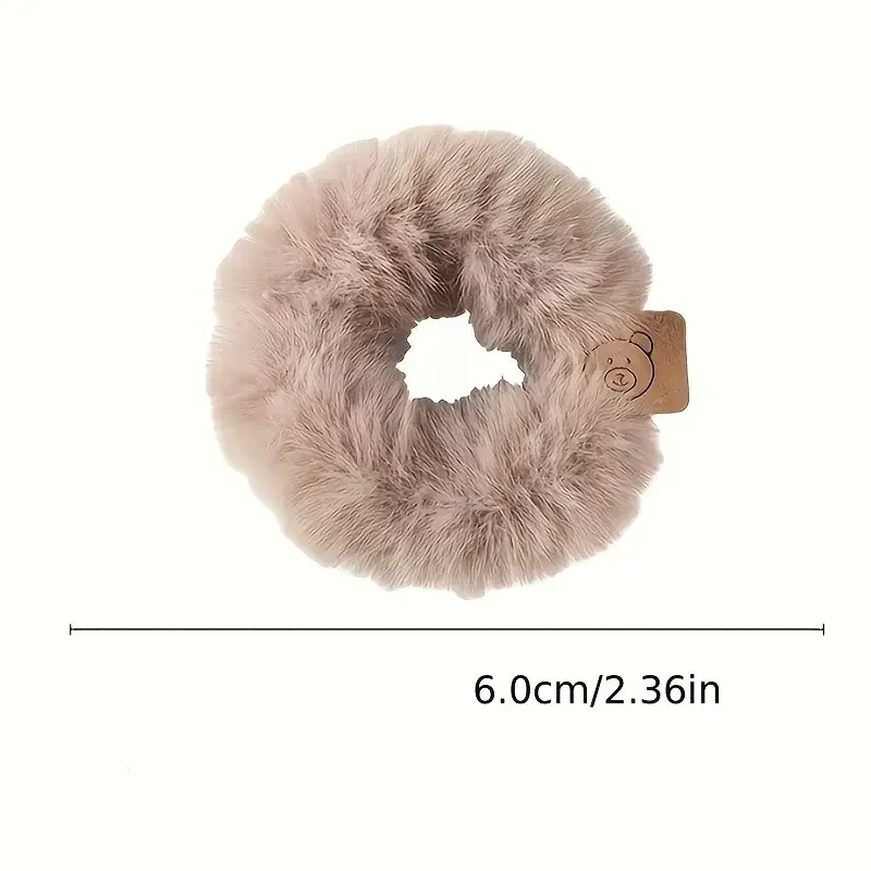 3-teiliges Set aus Plüsch-Haarbändern mit Wintermotiven, bezaubernd | Hochelastisches, niedliches Pferdeschwanz- und Hasen-Haaraccessoire-Set für Mädchen – Detail 5