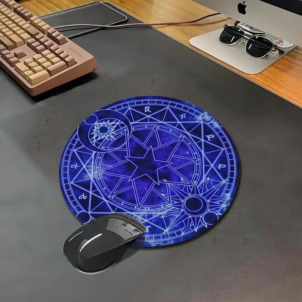 HYBXAXC Mystic Sun Moon Pentagram Magic Circle Print Mouse Pad Non Slip Rubber Base Waterproof Occult Astrology Pattern Keyboard