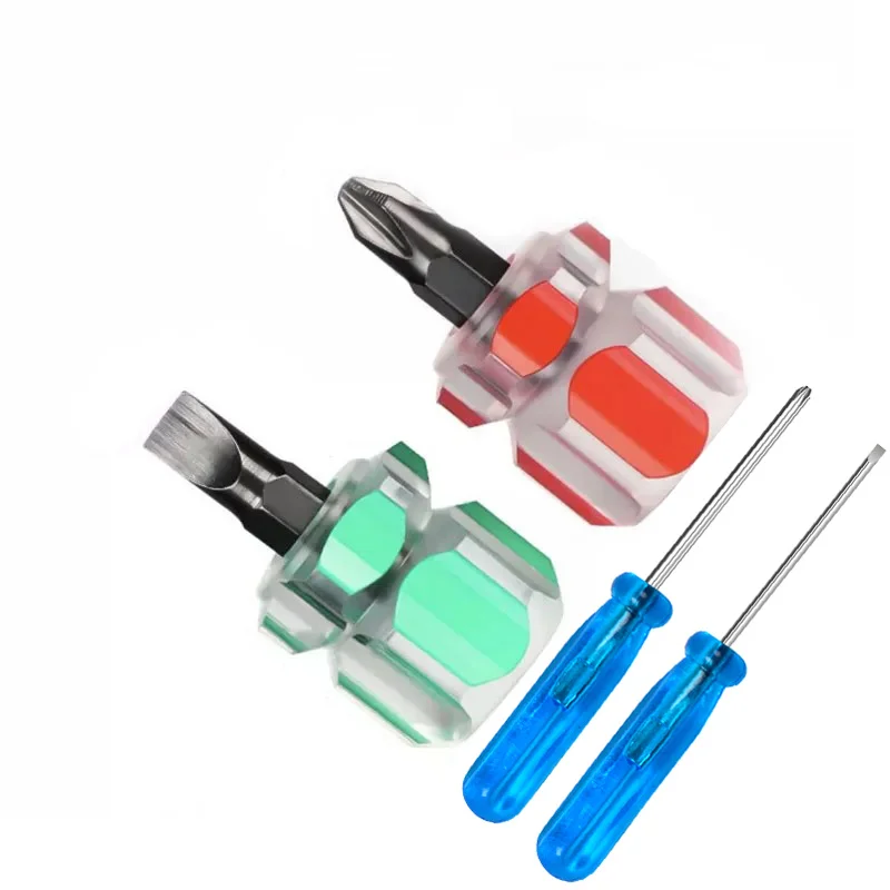 4PCS Mini Radish Head Screwdriver Set Transparent Short Handle Cross Slotted Precision Repair Tool for Sewing Machine Car