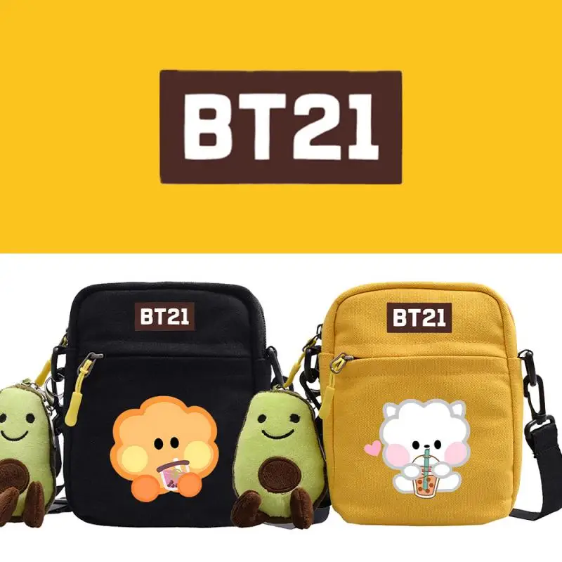 Bt21 Cartoon Peripheral Printed Small Square Bag, Cute Shooky Cooky Chimmy Shoulder Bag, Mini Storage Bag, Crossbody Bag