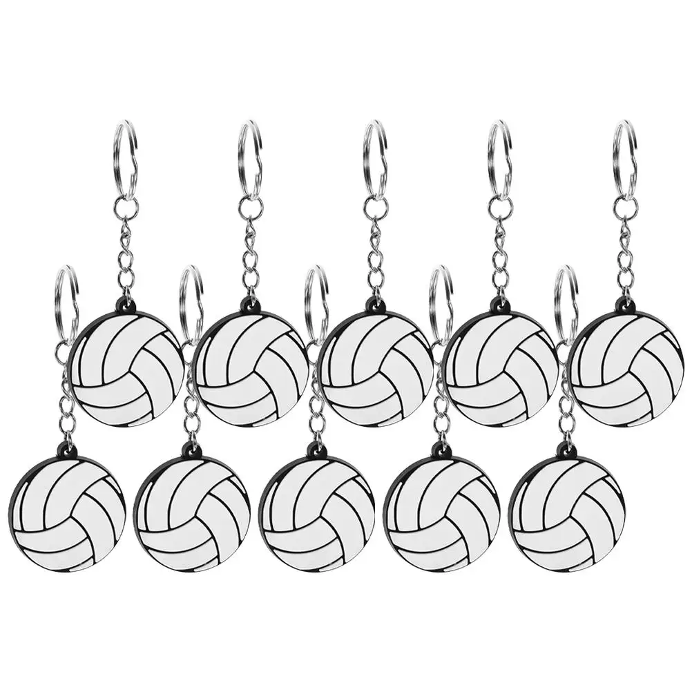 

10pcs PVC Keychain Volleyball Shape Bright Color Metal Portable Decorative Keychains for Backpacks Mini Bag Pendant Children