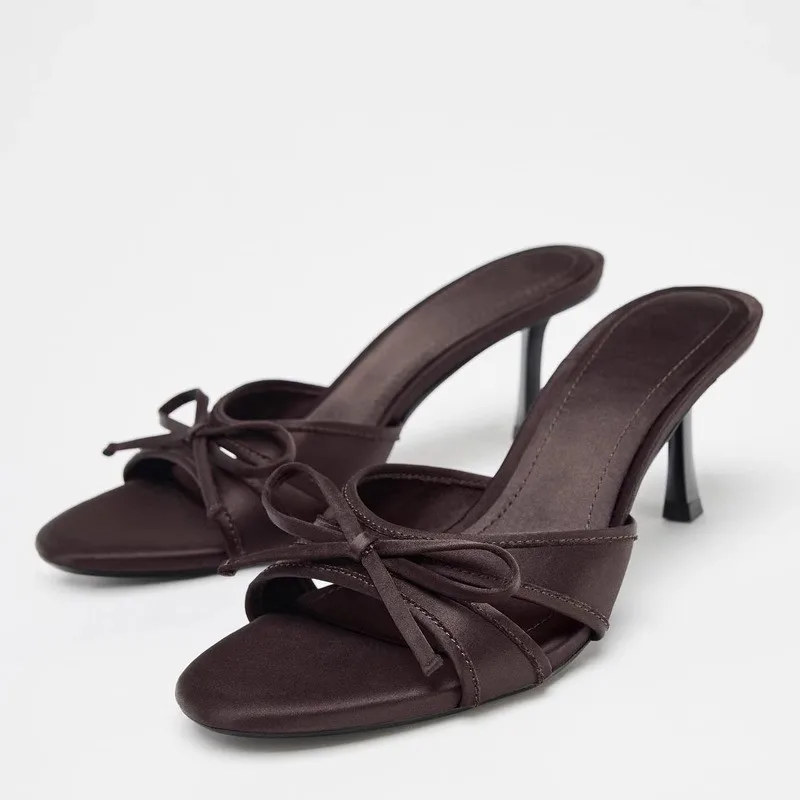 

Designer New Sweet Bow Slippers for Women Summer Thin Heel Flip-flops Versatile Pointed Toe Open Toe High Heel Cool Mop