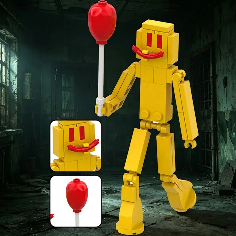 Horror Dark Room Monster Building Blocks, Eyeball Spider Cable Man Yellow Balloon Figure Bricks Model DIY Halloween Gift