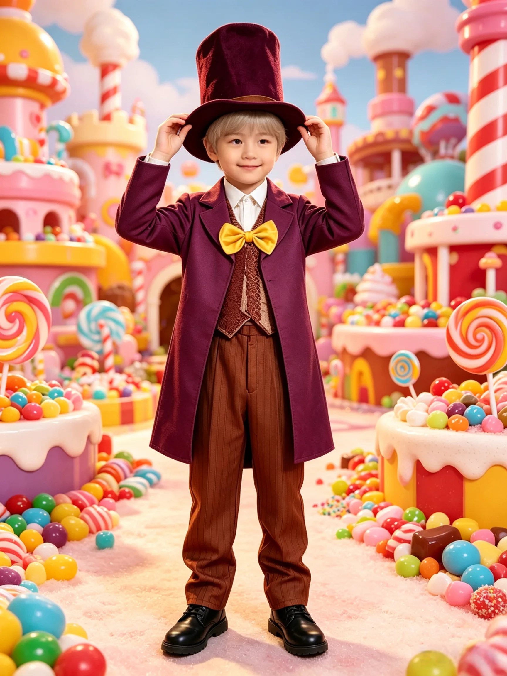 Disfraz de Inventor de Dulces para Niños con Sombrero de Copa, Traje para Fiesta de Halloween, Disfraz Infantil para Juego de Roles