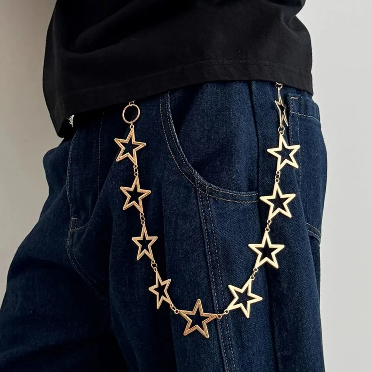 Salircon Punk Metall Hohl Stern Kette Schlüsselbund Frauen Männer Rock Goth Taille Brieftasche Jeans Hip-hop Hosen Harajuku Gürtel schmuck Geschenk