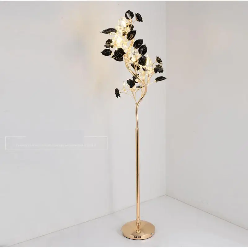 Ceramic Rose G9 LED Crystal Floor Lamp - Wedding Living Room Flower Decor Home Party Christmas Tree Standing Light