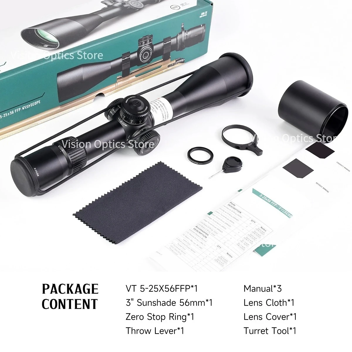 VT 5-25X56 (FFP) Tactical Optics Scope EBR-7C (MRAD) Reticle Riflescope 6-24X50 Hunting Scope for Hunting & Competitive view 6