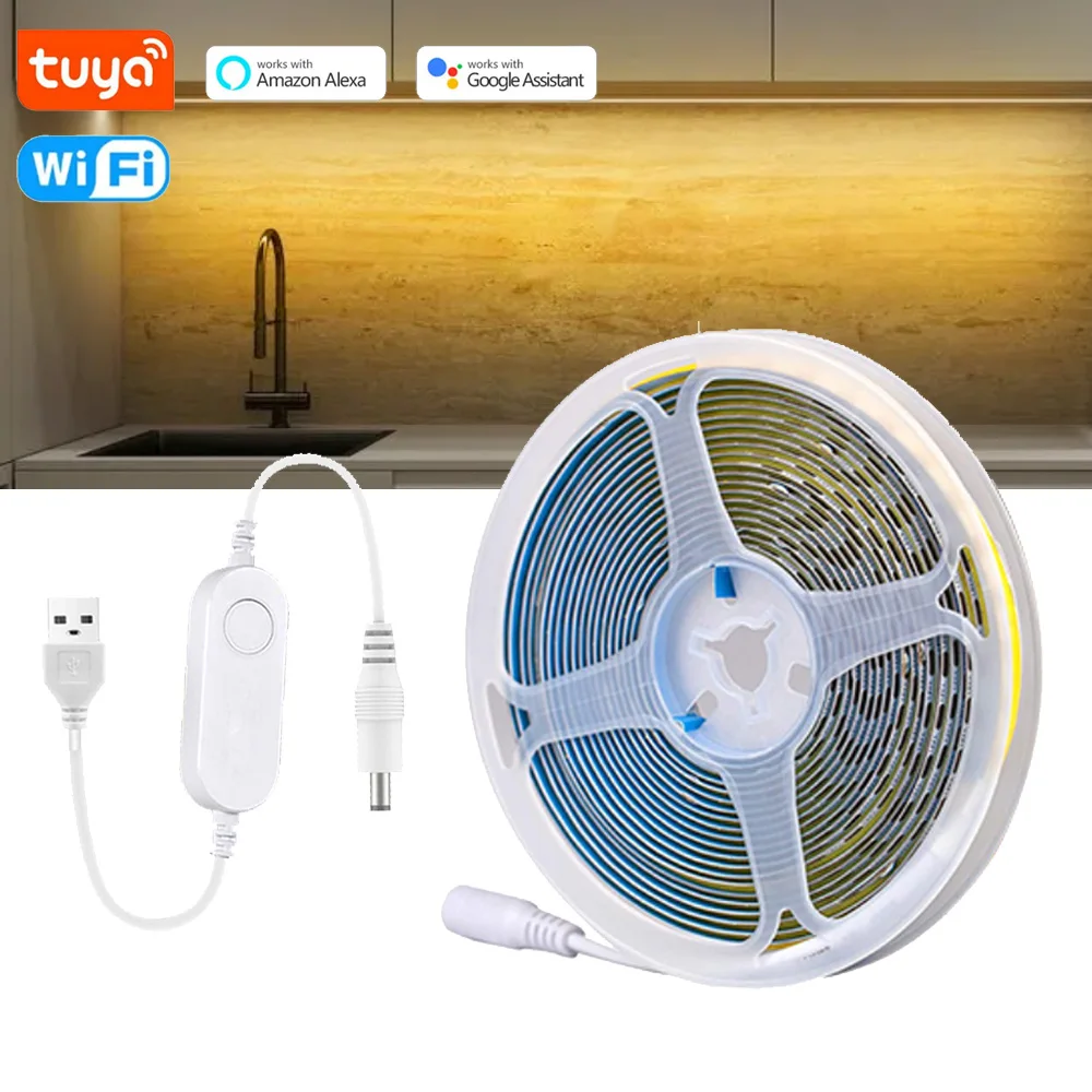 

Светодиодная лента USB Tuya с Wi-Fi, гибкая Led полоска высокой плотности, 320 светодиодов, комнатное украшение для Alexa Google Home
