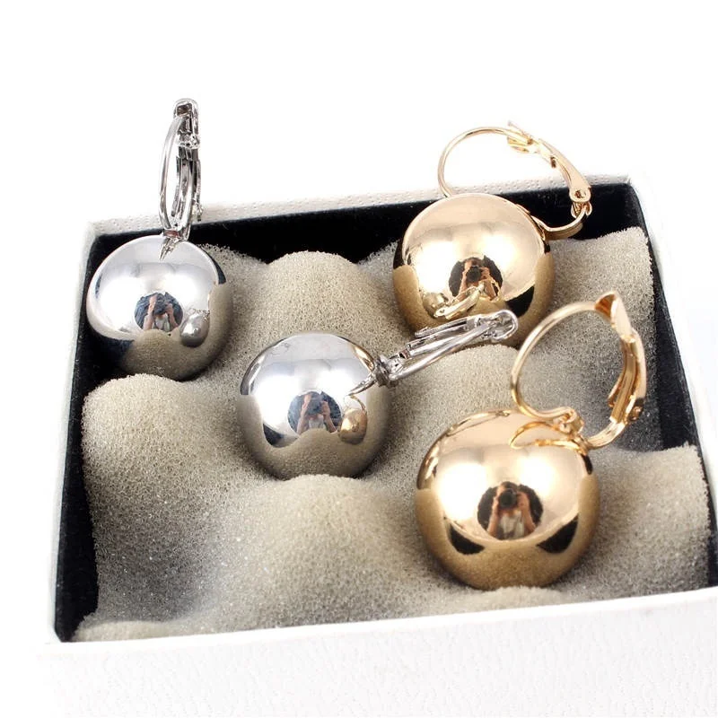 Vintage Big Round Ball Pendant Earrings for Women Gold Plated Earrings Fashion Jewelry Gifts Wedding Accessory Pendientes Mujer image 6