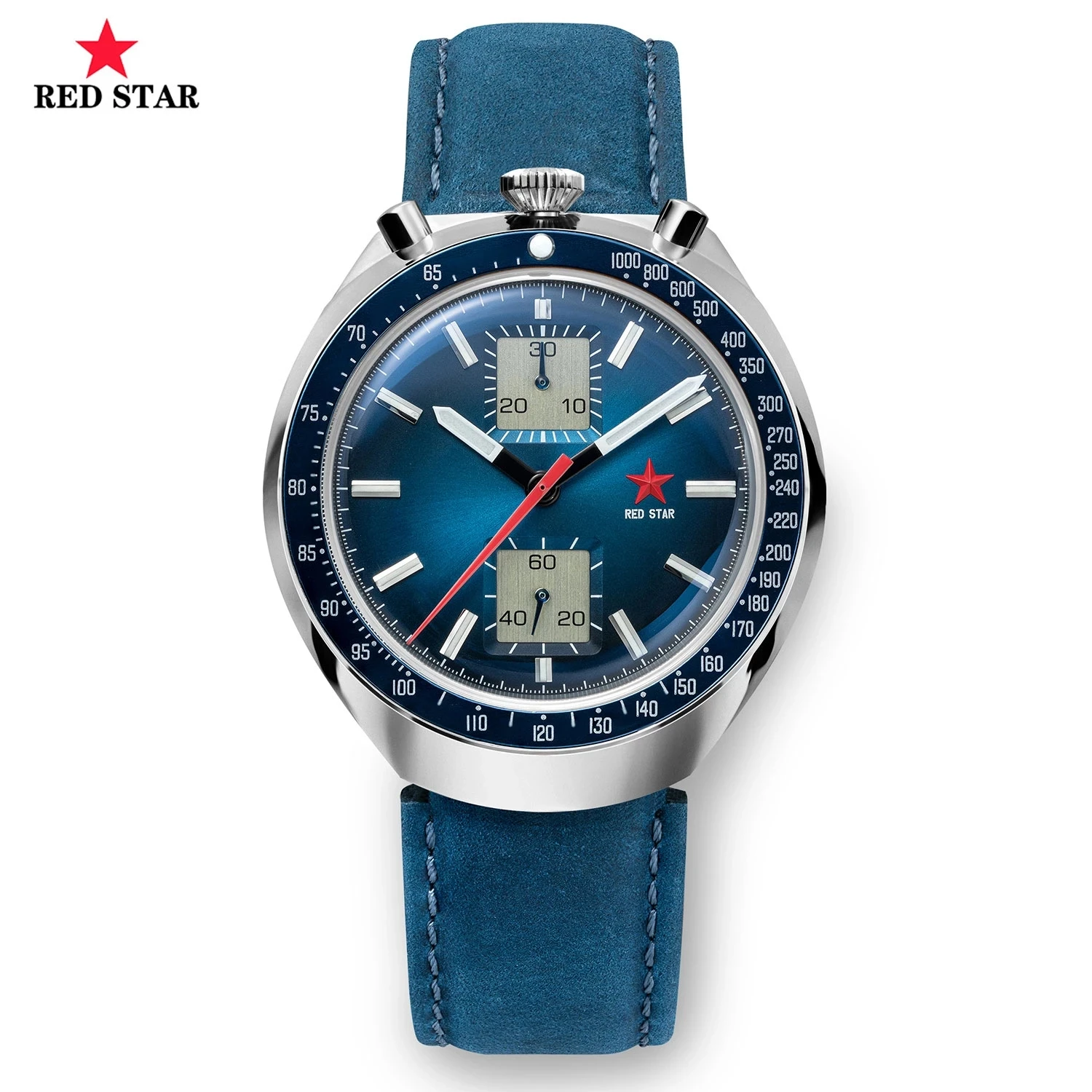 RED STAR Men Chronogaph ST1901 Movement Stainless Steel Waterproof Pilot Watch Super Luminous Man Mechanical Wristwatch