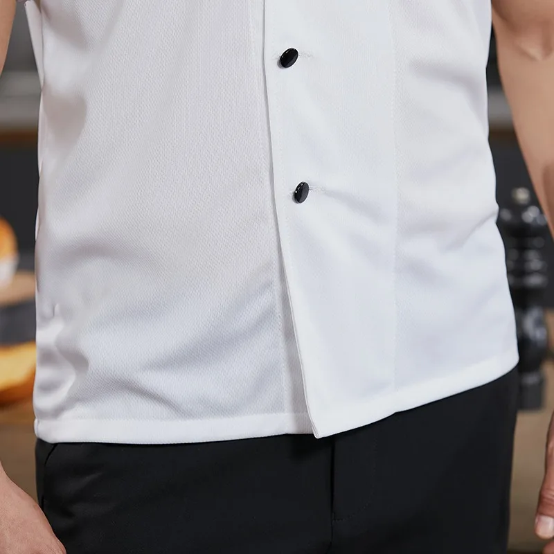 Odzież robocza szefa kuchni Nowa letnia oddychająca siateczka na całe ciało Krótki rękaw Męska odzież robocza do restauracji Hotel Kuchnia Damska.